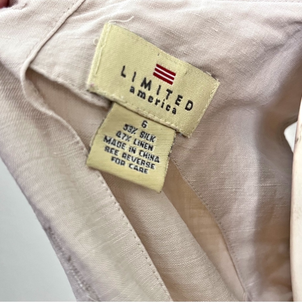 Vintage 90's The Limited Linen Silk Blend Midi Dress Square Neck Pockets - Picture 9 of 13